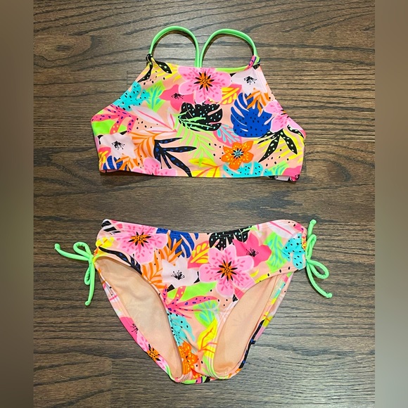 Cat & Jack Swim Cat And Jack Girls M 2 Piece Tropical Leaf Bikini